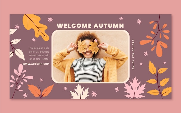 Flat social media post template for autumn celebration