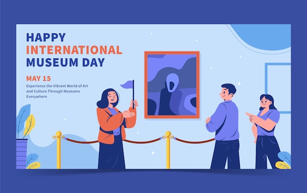 Free Vector flat social media post template for international museum day celebration