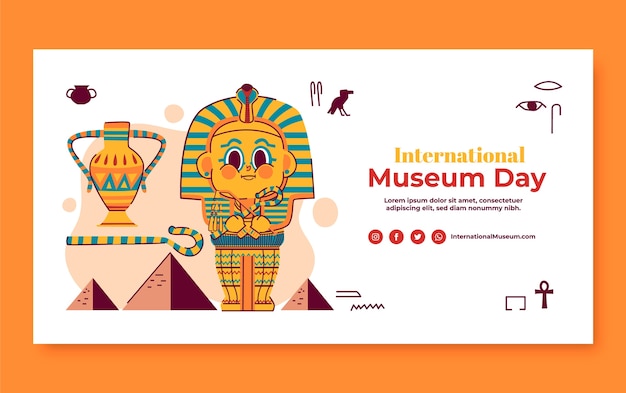 Flat social media post template for international museum day