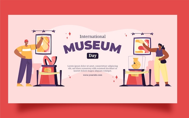 Flat social media post template for international museum day