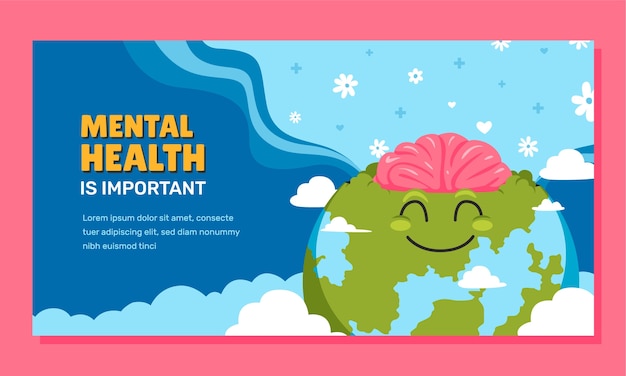 Free Vector flat social media post template for world mental health day awareness