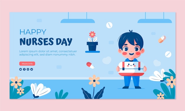 Free vector flat social media promo template for international nurses day celebration