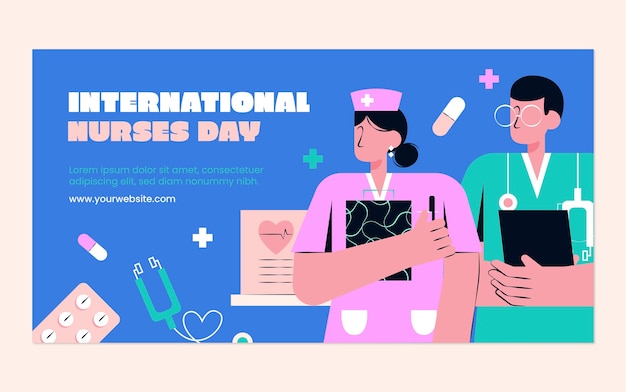 Flat social media promo template for international nurses day celebration