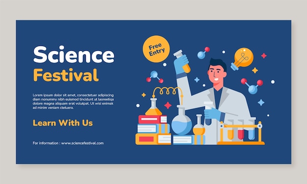 Flat social media promo template for science research