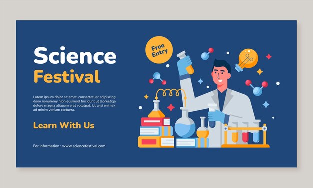 Flat social media promo template for science research