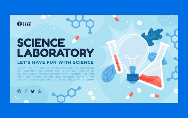 Flat social media promo template for science research