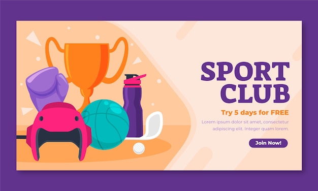 Free Vector flat social media promo template for sports club