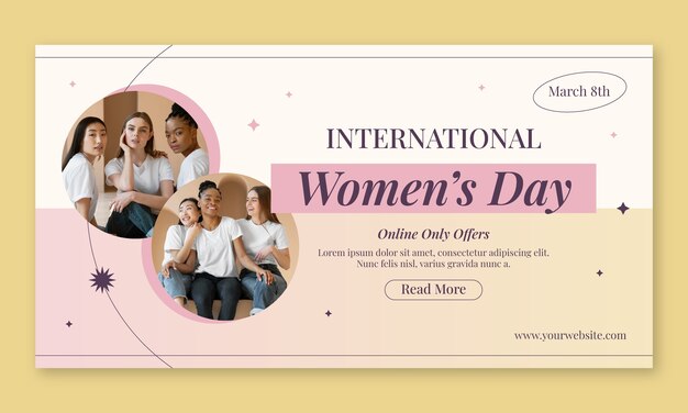 Flat social media promo template for women's day celebration