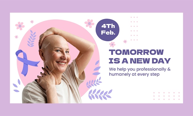 Free Vector flat social media promo template for world cancer day