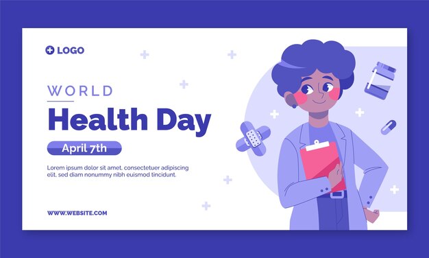 Flat social media promo template for world health day celebration