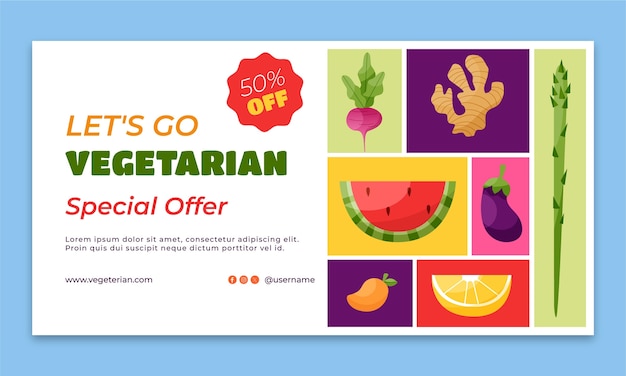 Flat social media promo template for world vegetarian day