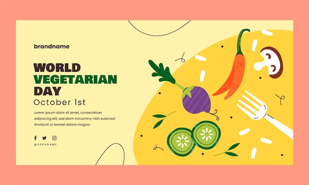 Flat social media promo template for world vegetarian day