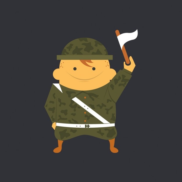 Flat Soldier with White Flag