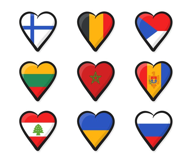 Flat song contest heart flags collection