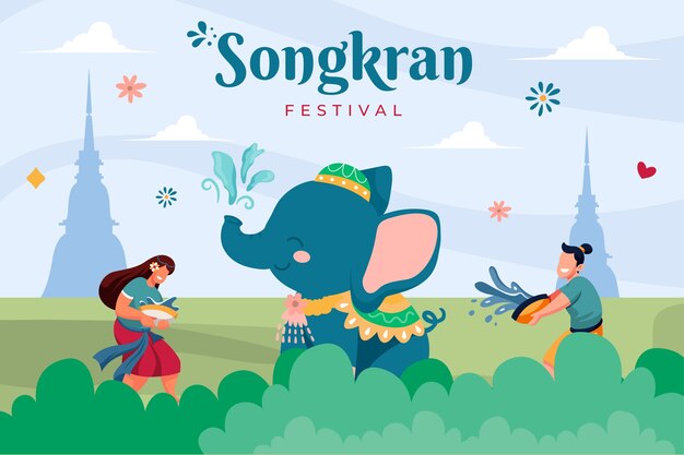 Flat songkran background