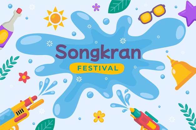 Flat songkran background