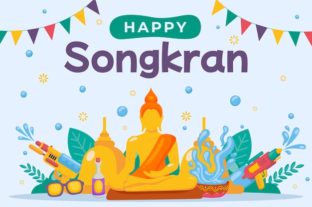 Flat songkran background