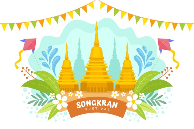 Flat songkran background