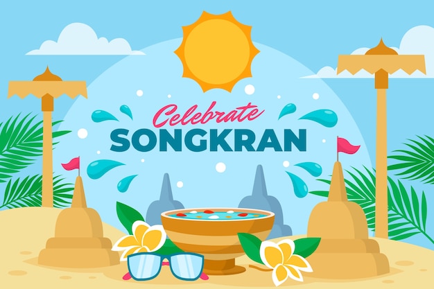 Flat songkran background