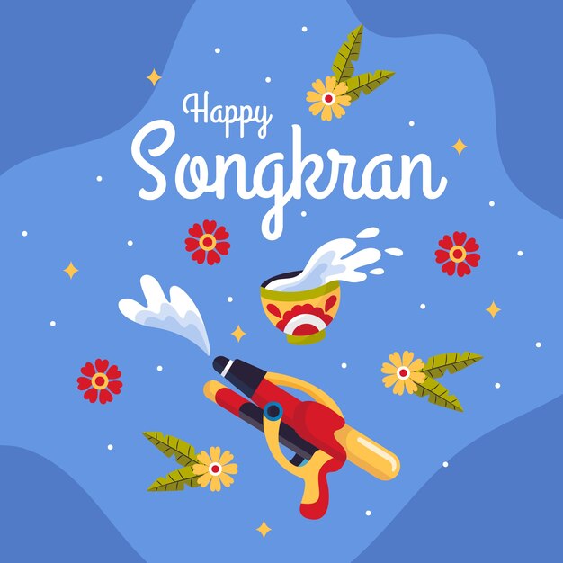 Flat songkran background