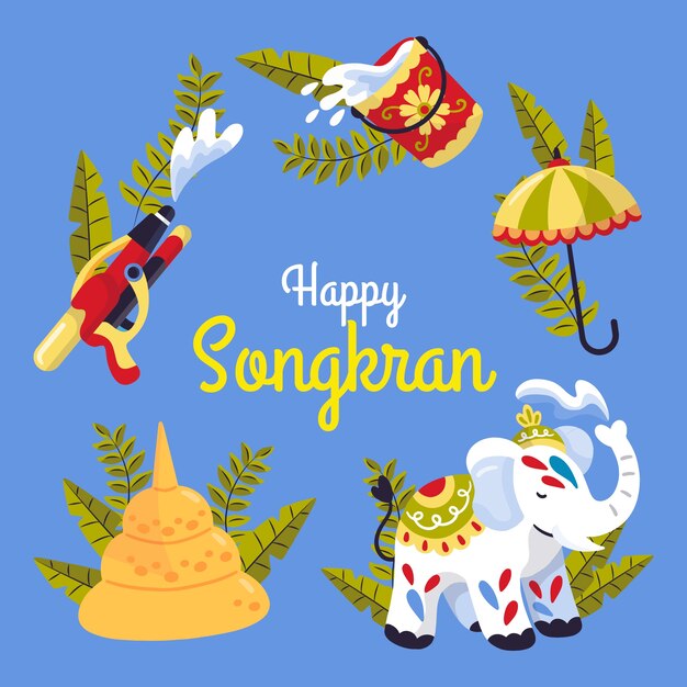 Flat songkran background