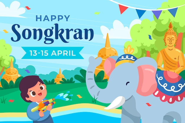 Flat songkran illustration