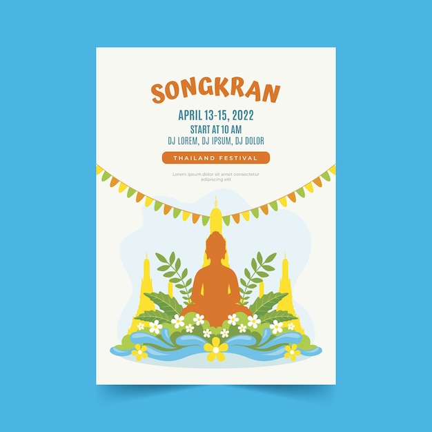 Free Vector flat songkran vertical poster template