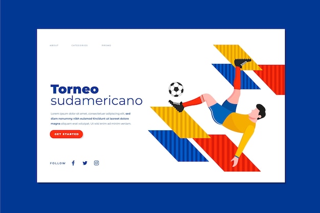 Flat south-american football landing page template