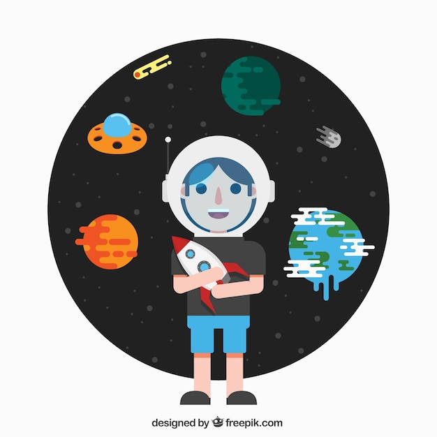 Free Vector flat space kid illustration