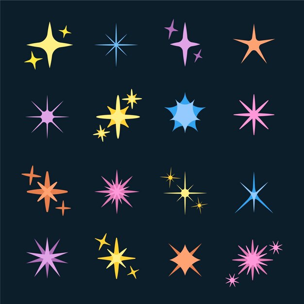 Flat sparkling star collection