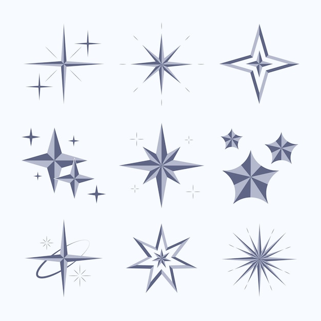 Flat sparkling star collection