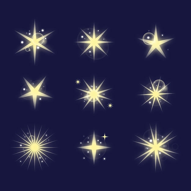 Free Vector flat sparkling stars collection