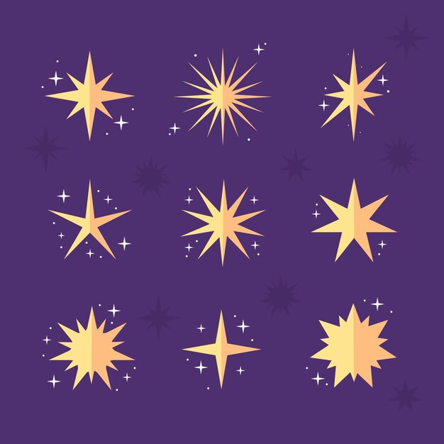 Flat sparkling stars collection