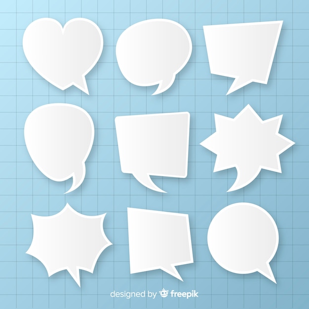 Flat speech bubbles array in paper style