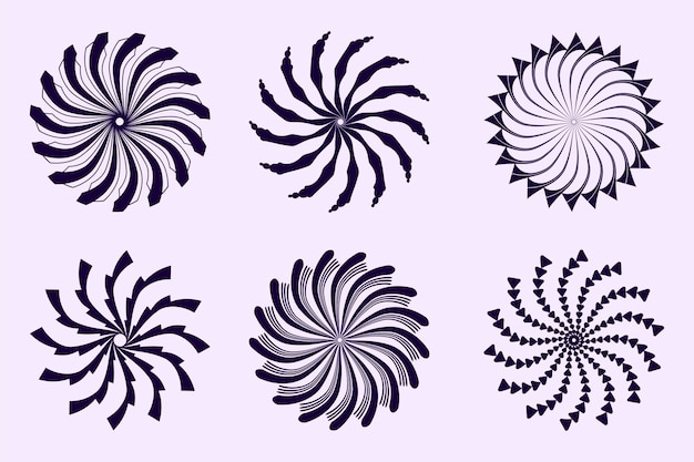 Free Vector flat spiral circle illustration set