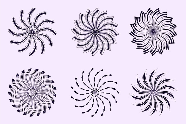 Free vector flat spiral circle illustration set