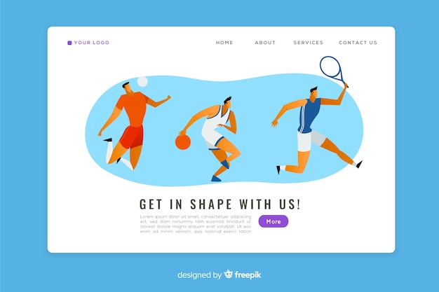 Free Vector flat sport landing page template