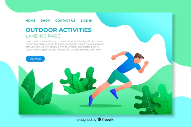 Flat sport landing page template