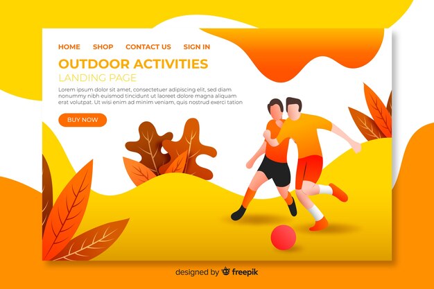 Flat sport landing page template