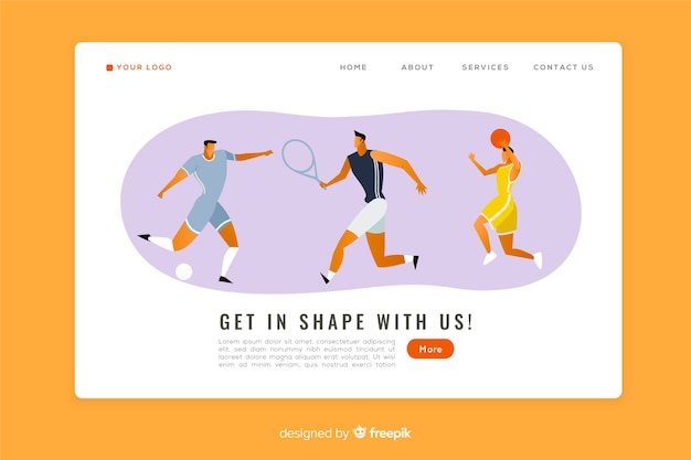 Free Vector flat sport landing page template