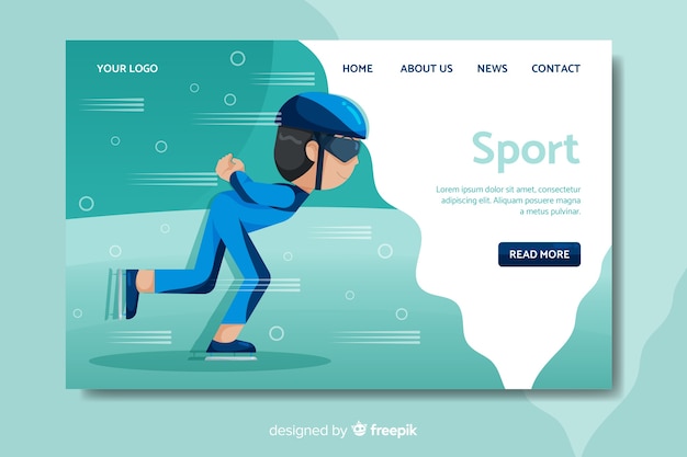 Flat sport landing page template