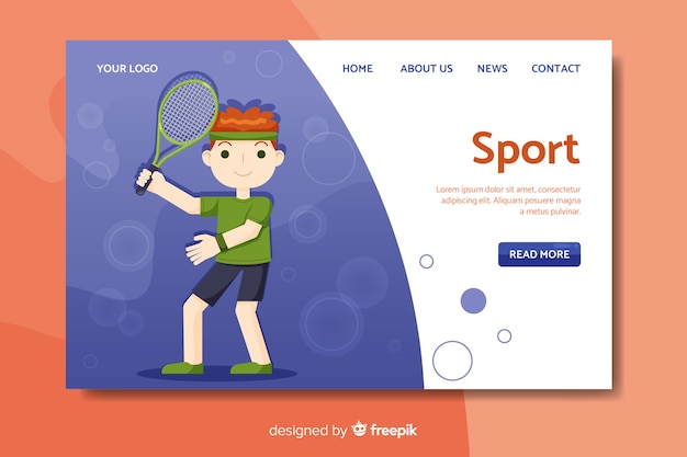 Free Vector flat sport landing page template