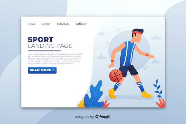 Flat sport landing page template