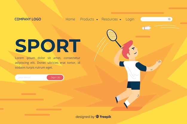 Free Vector flat sport landing page template