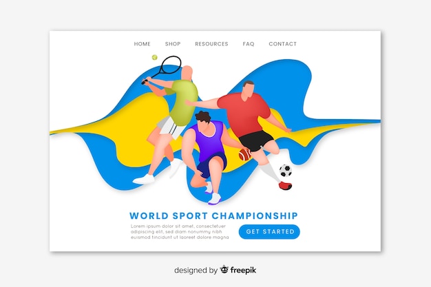 Flat sport landing page template