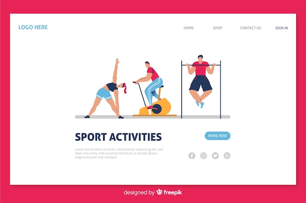 Flat sport landing page template