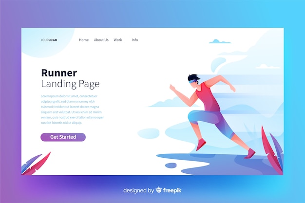 Flat sport landing page template