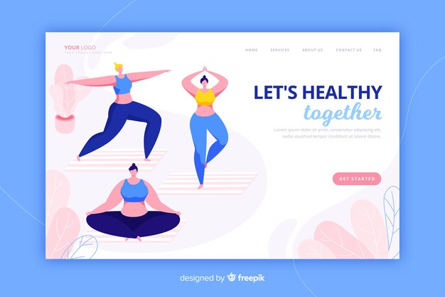 Flat sport landing page template