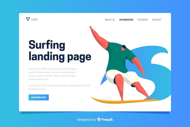 Free Vector flat sport landing page template