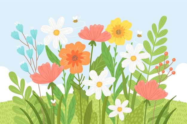 Free Vector flat spring background